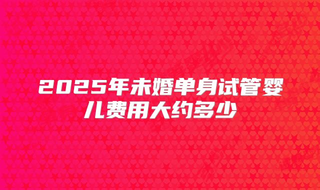 2025年未婚单身试管婴儿费用大约多少