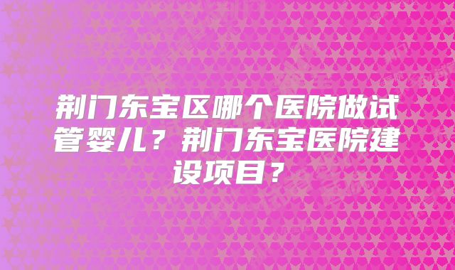 荆门东宝区哪个医院做试管婴儿?荆门东宝医院建设项目?