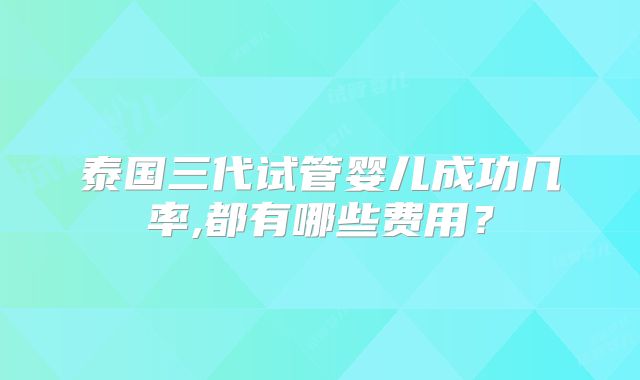 泰国三代试管婴儿成功几率,都有哪些费用？