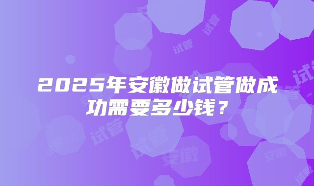 2025年安徽做试管做成功需要多少钱?