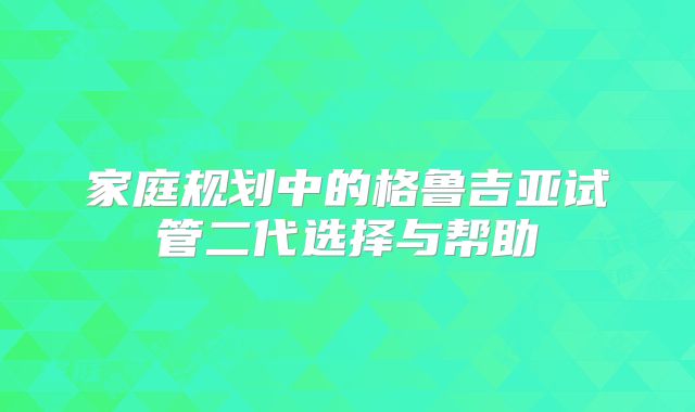 家庭规划中的格鲁吉亚试管二代选择与帮助