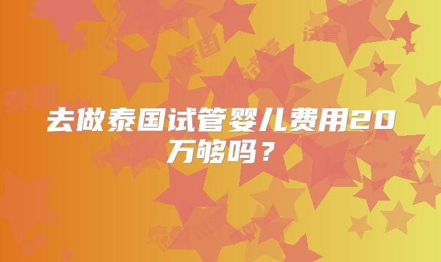 去做泰国试管婴儿费用20万够吗？
