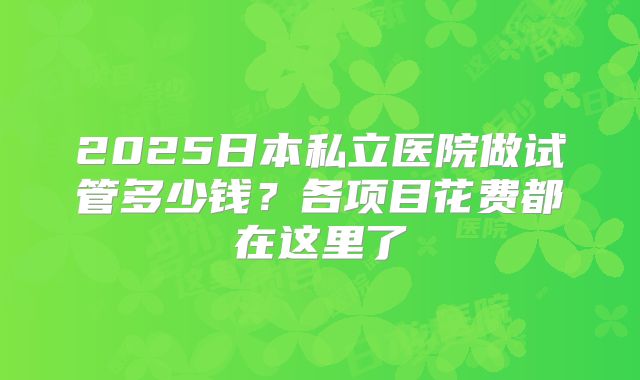 2025日本私立医院做试管多少钱？各项目花费都在这里了