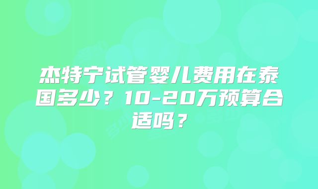 杰特宁试管婴儿费用在泰国多少？10-20万预算合适吗？