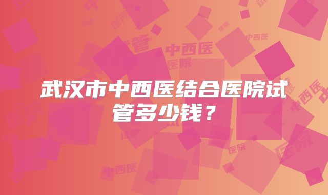 武汉市中西医结合医院试管多少钱？