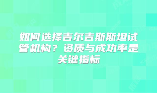 如何选择吉尔吉斯斯坦试管机构？资质与成功率是关键指标