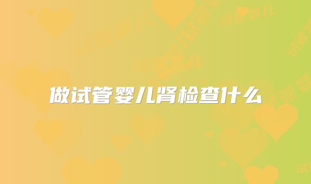 做试管婴儿肾检查什么