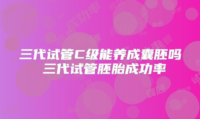 三代试管C级能养成囊胚吗 三代试管胚胎成功率