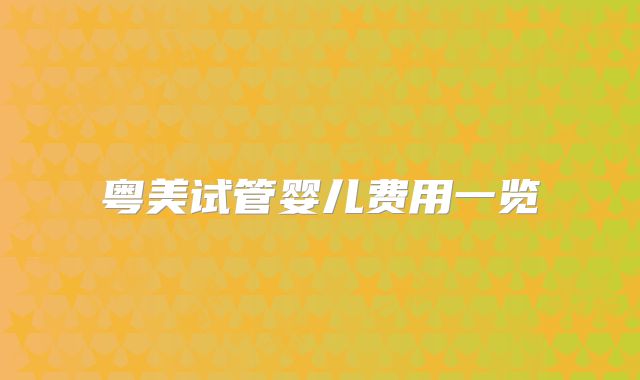 粤美试管婴儿费用一览