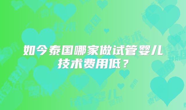 如今泰国哪家做试管婴儿技术费用低？