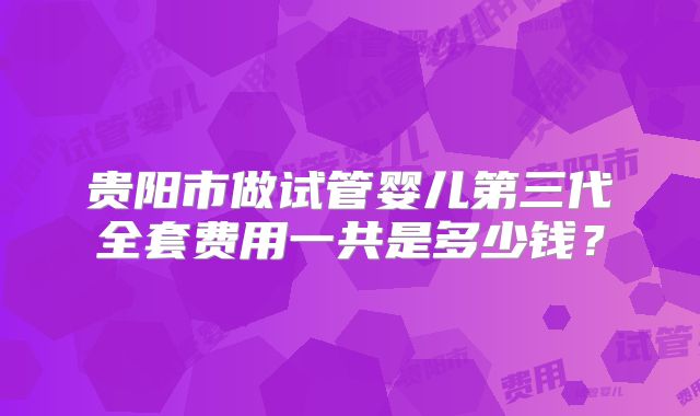贵阳市做试管婴儿第三代全套费用一共是多少钱？