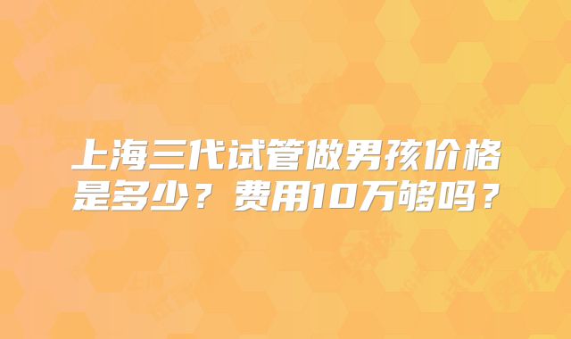 上海三代试管做男孩价格是多少？费用10万够吗？