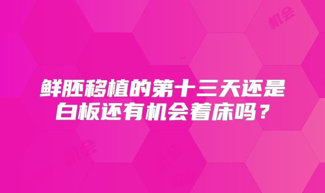 鲜胚移植的第十三天还是白板还有机会着床吗？