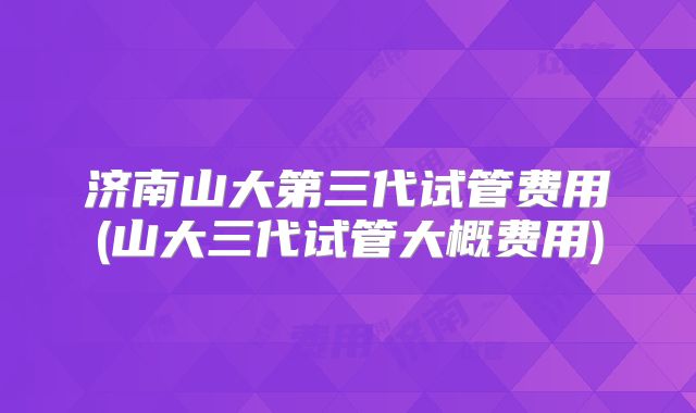 济南山大第三代试管费用(山大三代试管大概费用)