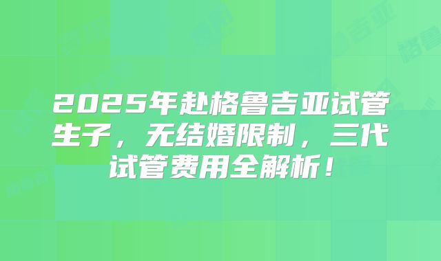 2025年赴格鲁吉亚试管生子，无结婚限制，三代试管费用全解析！