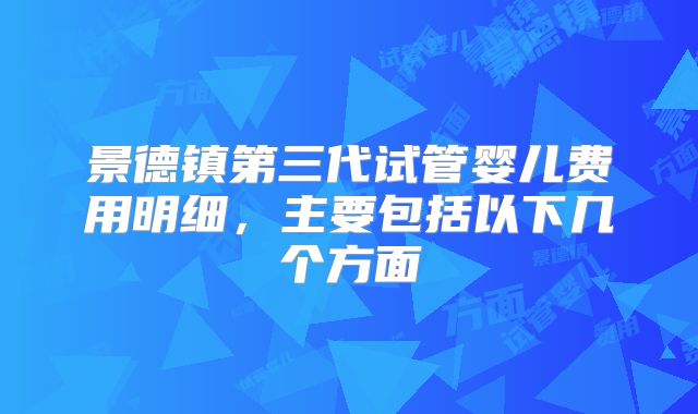景德镇第三代试管婴儿费用明细，主要包括以下几个方面