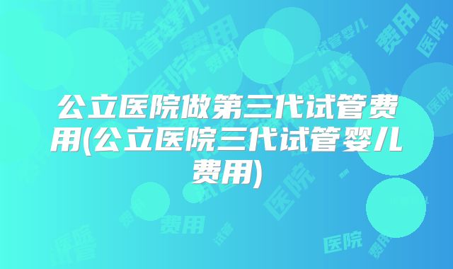 公立医院做第三代试管费用(公立医院三代试管婴儿费用)