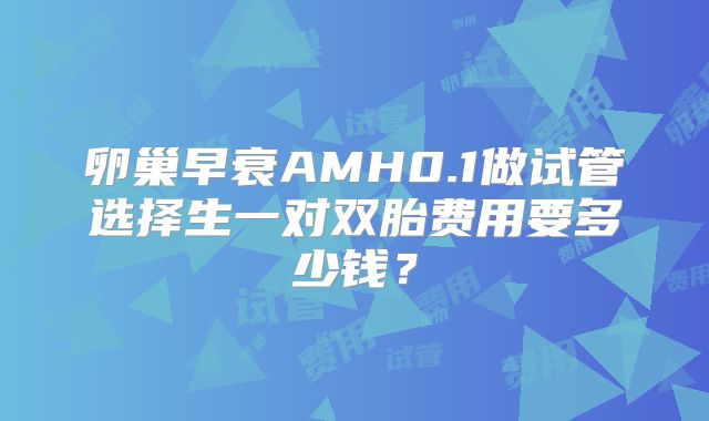 卵巢早衰AMH0.1做试管选择生一对双胎费用要多少钱？