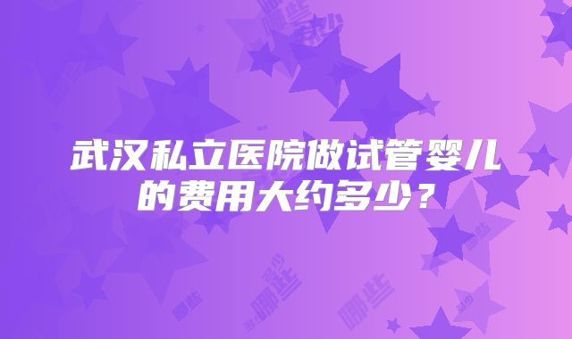 武汉私立医院做试管婴儿的费用大约多少？