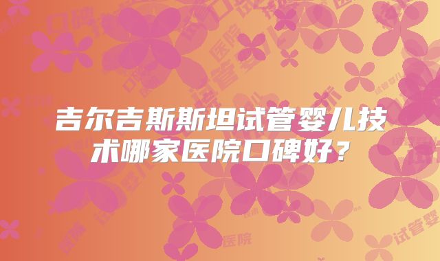 吉尔吉斯斯坦试管婴儿技术哪家医院口碑好？