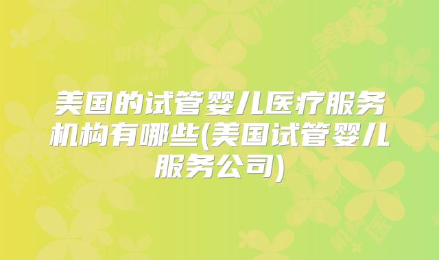 美国的试管婴儿医疗服务机构有哪些(美国试管婴儿服务公司)