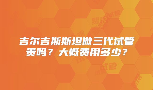 吉尔吉斯斯坦做三代试管贵吗？大概费用多少？