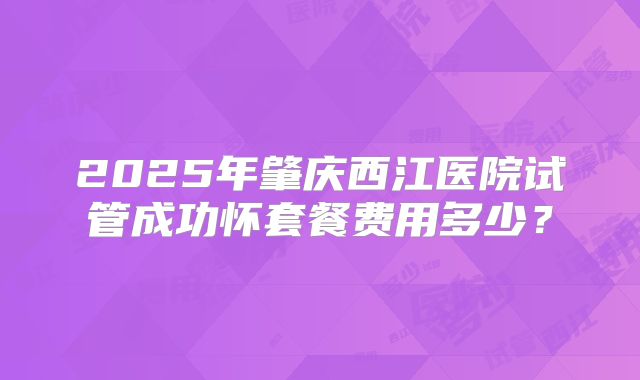 2025年肇庆西江医院试管成功怀套餐费用多少？