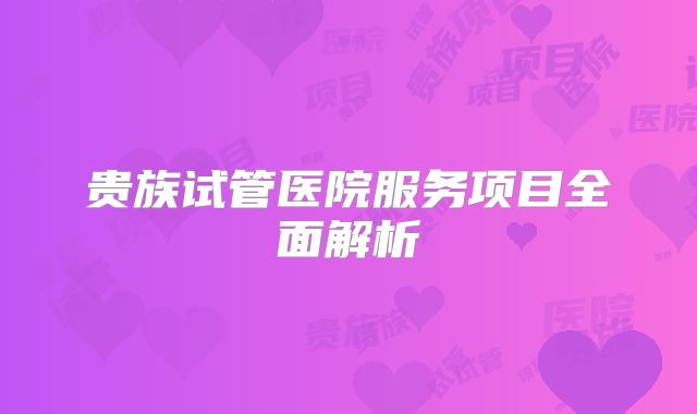 贵族试管医院服务项目全面解析