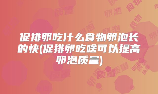 促排卵吃什么食物卵泡长的快(促排卵吃啥可以提高卵泡质量)