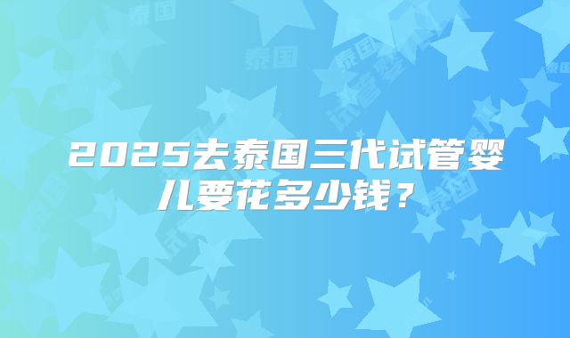 2025去泰国三代试管婴儿要花多少钱？