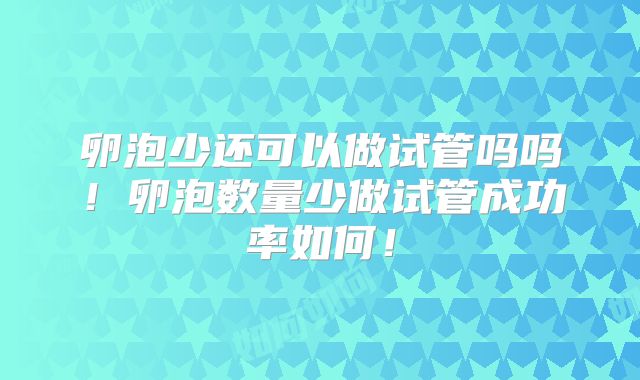卵泡少还可以做试管吗吗！卵泡数量少做试管成功率如何！