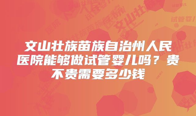 文山壮族苗族自治州人民医院能够做试管婴儿吗？贵不贵需要多少钱