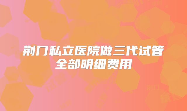荆门私立医院做三代试管全部明细费用