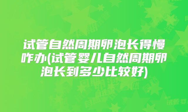 试管自然周期卵泡长得慢咋办(试管婴儿自然周期卵泡长到多少比较好)