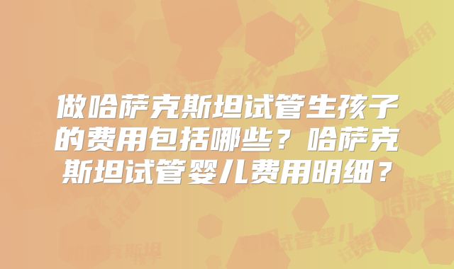 做哈萨克斯坦试管生孩子的费用包括哪些？哈萨克斯坦试管婴儿费用明细？