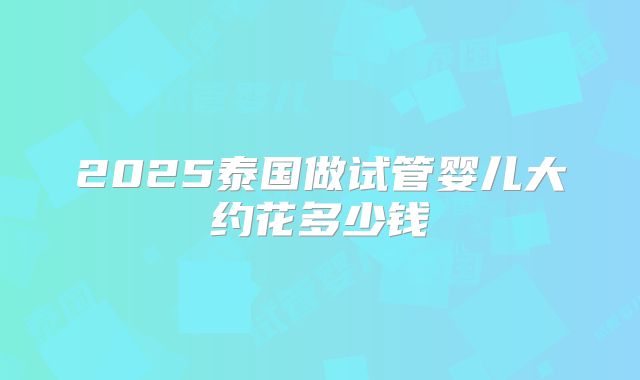 2025泰国做试管婴儿大约花多少钱