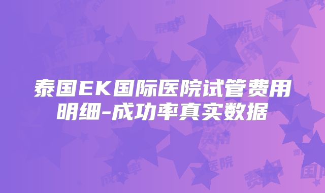 泰国EK国际医院试管费用明细-成功率真实数据