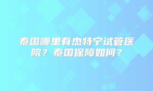 泰国哪里有杰特宁试管医院？泰国保障如何？
