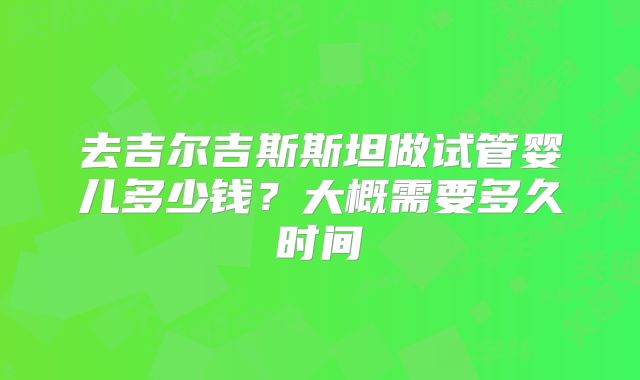 去吉尔吉斯斯坦做试管婴儿多少钱?大概需要多久时间