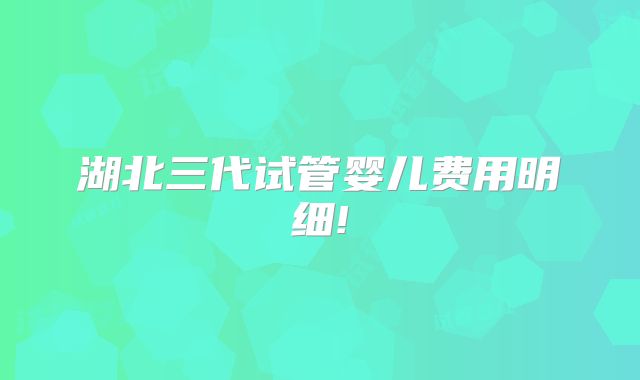 湖北三代试管婴儿费用明细!