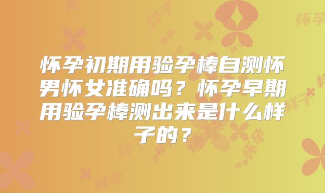 怀孕初期用验孕棒自测怀男怀女准确吗?怀孕早期用验孕棒测出来是什么样子的?