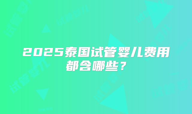 2025泰国试管婴儿费用都含哪些？