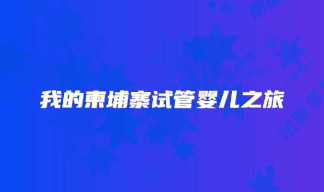 我的柬埔寨试管婴儿之旅