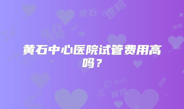 黄石中心医院试管费用高吗?