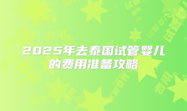 2025年去泰国试管婴儿的费用准备攻略