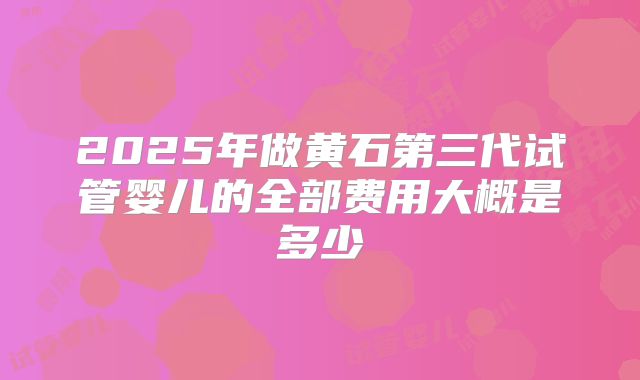 2025年做黄石第三代试管婴儿的全部费用大概是多少