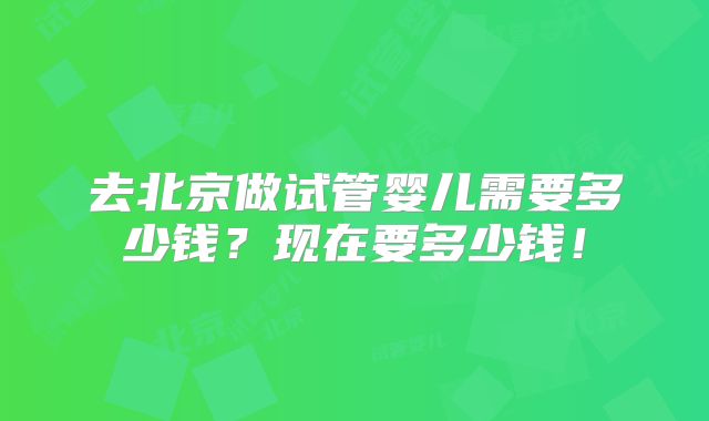 去北京做试管婴儿需要多少钱？现在要多少钱！