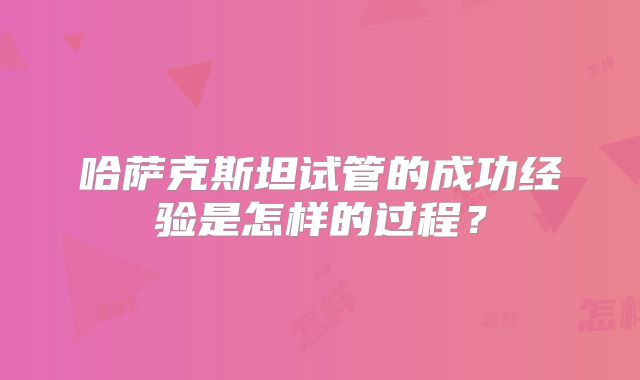 哈萨克斯坦试管的成功经验是怎样的过程？