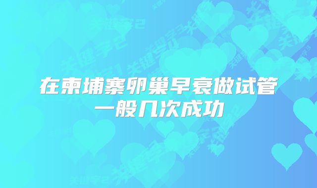 在柬埔寨卵巢早衰做试管一般几次成功