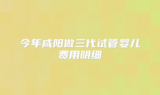 今年咸阳做三代试管婴儿费用明细